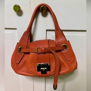 Jimmy Choo Orange Leather Rhona Satchel  MINT